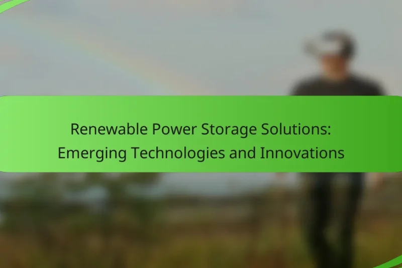 Renewable Power Storage Solutions: Emerging Technologies and Innovations