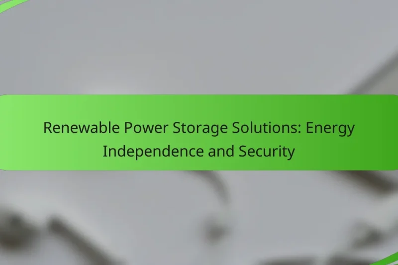 Renewable Power Storage Solutions: Energy Independence and Security