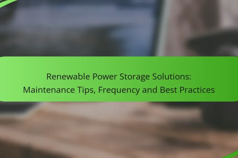 Renewable Power Storage Solutions: Maintenance Tips, Frequency and Best Practices