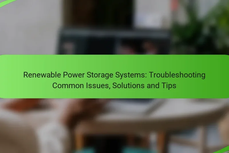 Renewable Power Storage Systems: Troubleshooting Common Issues, Solutions and Tips