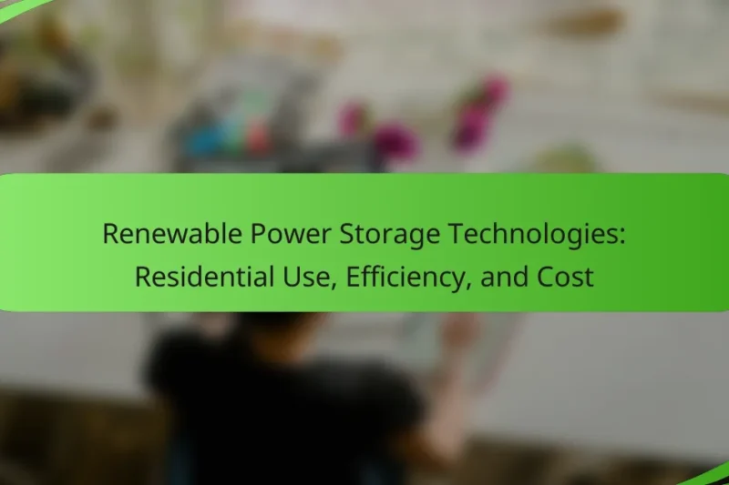 Renewable Power Storage Technologies: Residential Use, Efficiency, and Cost