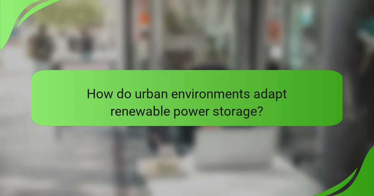 How do urban environments adapt renewable power storage?