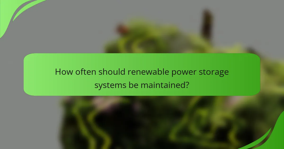 How often should renewable power storage systems be maintained?