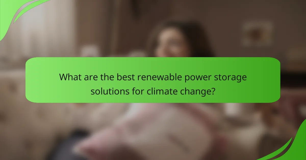 What are the best renewable power storage solutions for climate change?