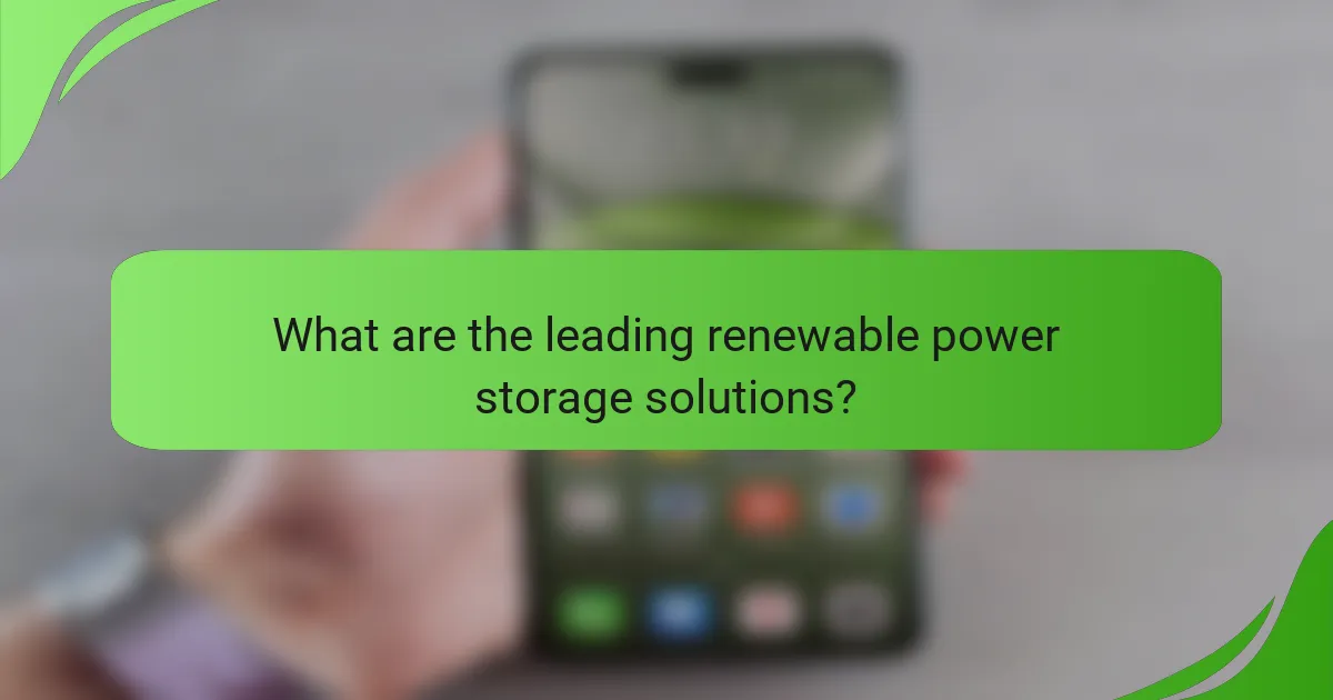What are the leading renewable power storage solutions?